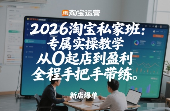 2026淘宝私家班：专属实操教学，从0起店到盈利，全程手把手带练(更新26年3月)