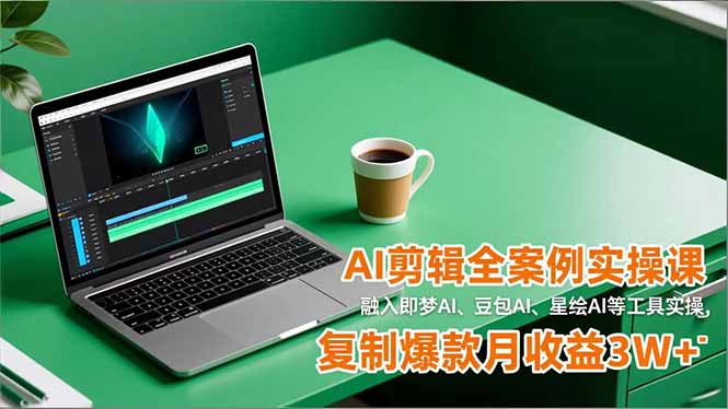 AI剪辑全案例实操课,融入即梦AI、豆包AI、星绘AI等工具实操,复制爆款月收益3W+