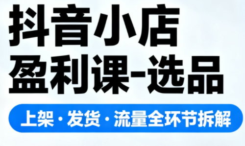 抖音小店盈利课-选品·上架·发货·流量全环节拆解