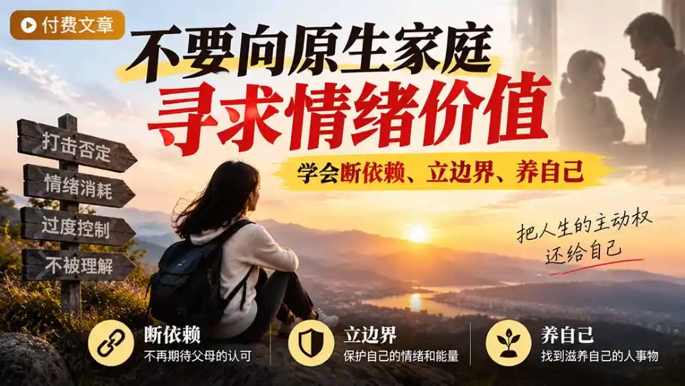 付费文章：不要向原生家庭寻求情绪价值，学会断依赖、立边界、养自己