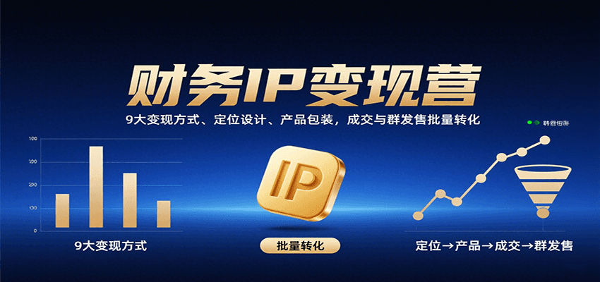财务IP变现营：9大变现方式、定位设计、产品包装，成交与群发售批量转化