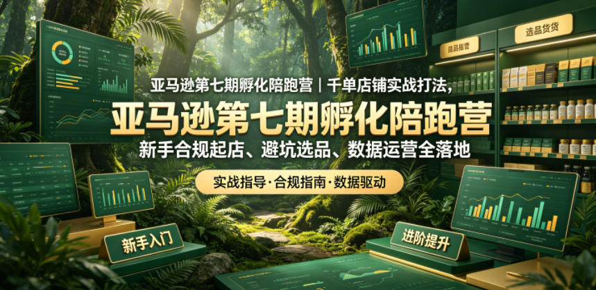 亚马逊孵化陪跑营｜千单店铺实战打法，新手合规起店、避坑选品、数据运营全落地（更新0708）