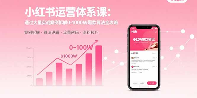 小红书运营体系课：通过大量实战案例拆解0-1000W爆款算法全攻略