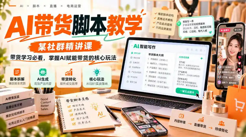 AI带货脚本教学，某社群精讲课，带货学习必看，掌握AI赋能带货的核心玩法