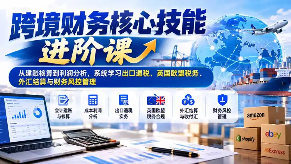 跨境财务核心技能进阶课：从建账核算到利润分析，系统学习出口退税、英国欧盟税务、外汇结算与财务风控管理