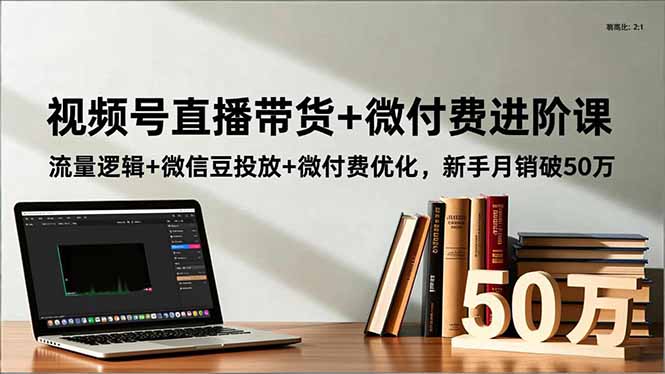 视频号直播带货+微付费进阶课：流量逻辑+微信豆投放+微付费优化，新手月销破50万