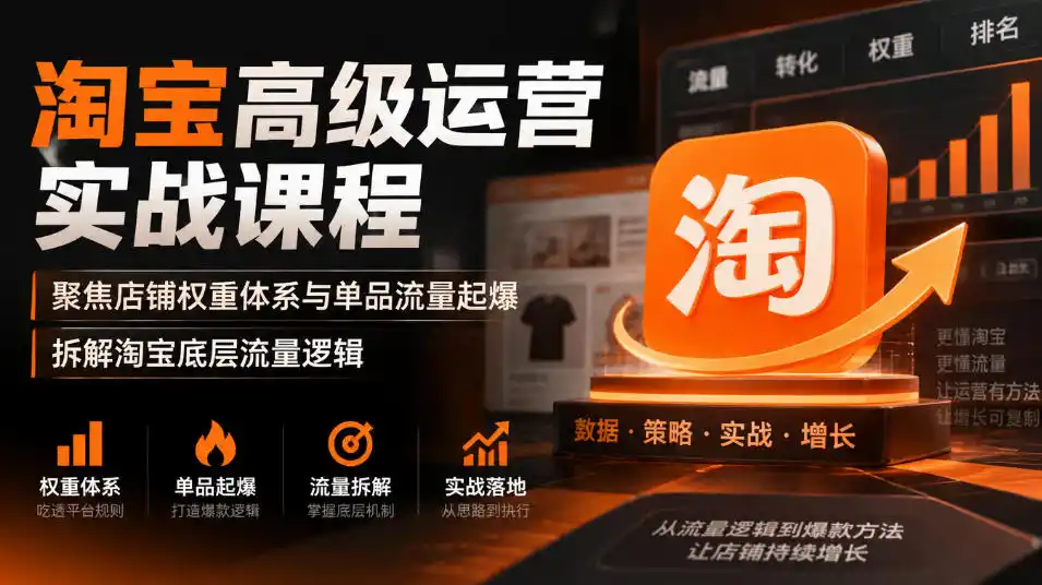 淘宝高级运营实战课程，聚焦店铺权重体系与单品流量起爆，拆解淘宝底层流量逻辑