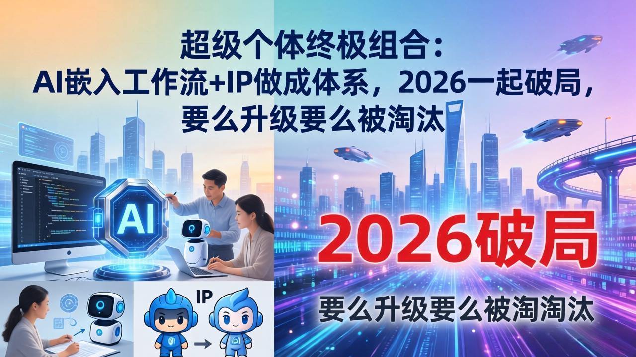 超级个体终极组合：AI嵌入工作流+IP做成体系，2026一起破局，要么升级要么被淘汰