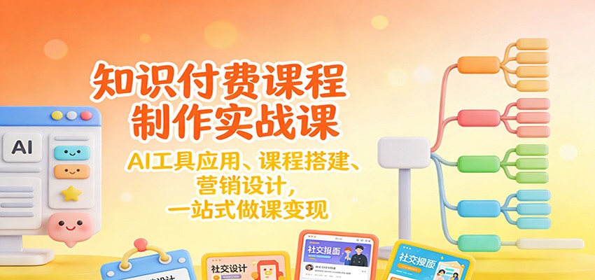 知识付费课程制作实战课：AI工具应用 、课程搭建、营销设计，一站式做课变现