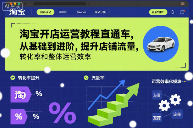 淘宝开店运营教程直通车，从基础到进阶，提升店铺流量，转化率和整体运营效率(更新26年4月20日)