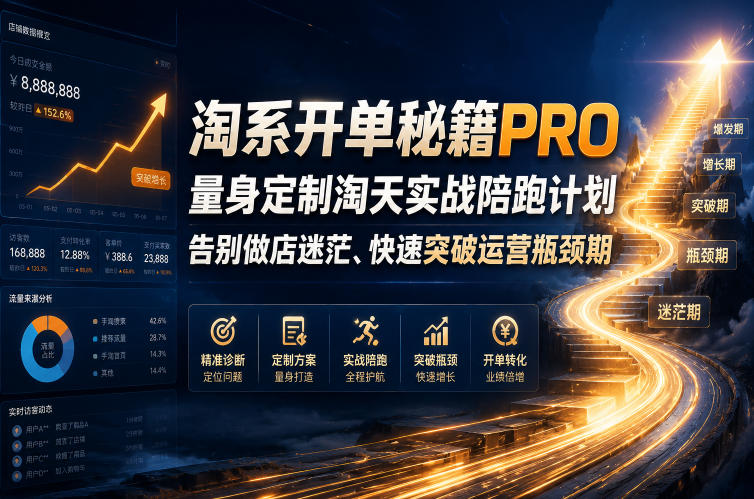 淘系开单秘籍PRO，量身定制淘天实战陪跑计划，告别做店迷茫、快速突破运营瓶颈期（20260715）