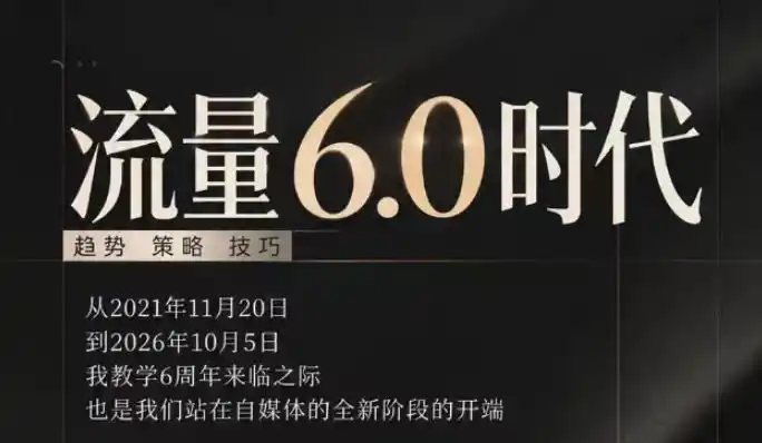 流量6.0时代直播课2026年10月，流量6.0时代的趋势、策略、技巧，2027年前，你的IP能否做起来，本场直播就是你的转折点(更新1012)