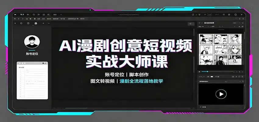 AI漫剧创意短视频实战大师课：账号定位脚本创作，图文转视频，漫剧全流程落地教学
