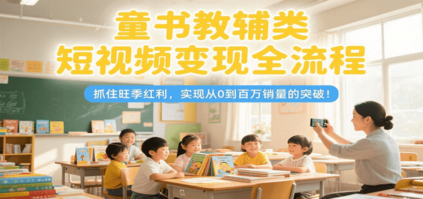 童书教辅类短视频变现全流程，抓住旺季红利，实现从0到百万销量的突破！